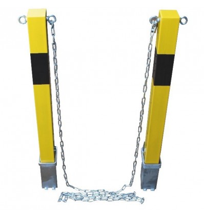 Twin Removable Security Bollards With 5 Meter Chain