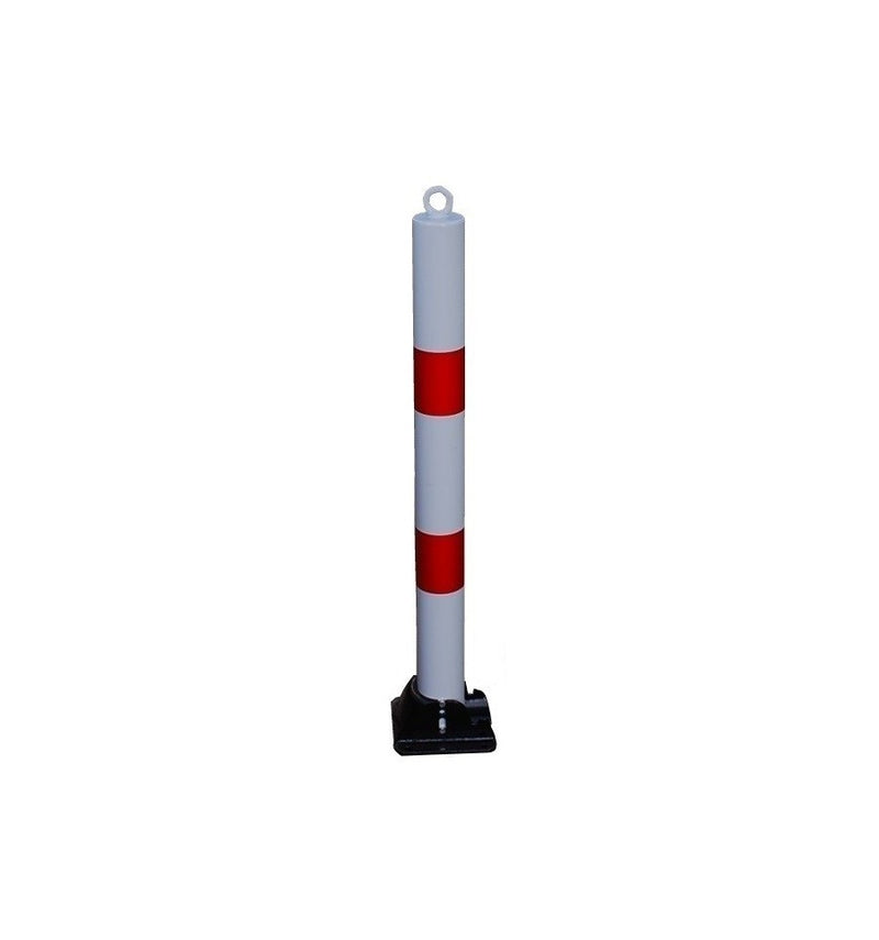 White & Red Fold Down Parking Post With Integral Lock