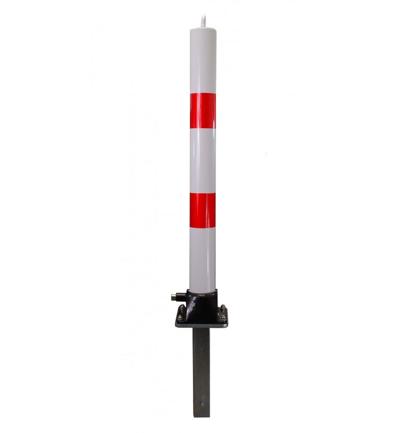 White & Red Fold Down Parking Post With Ground Spigot