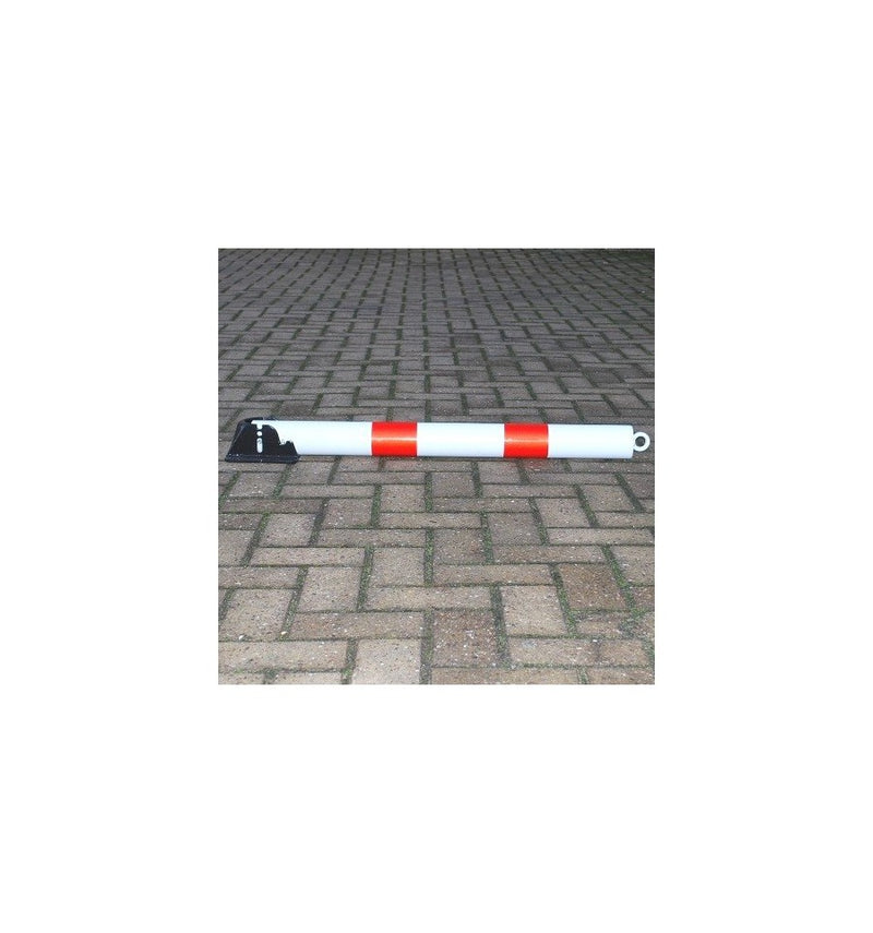 White & Red Fold Down Parking Post With Integral Lock