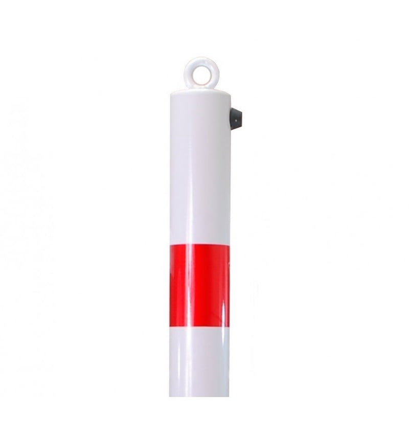 White & Red Fold Down Parking Post With Ground Spigot