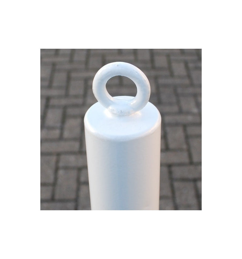 White & Yellow Spigot Based Steel Fixed Bollard